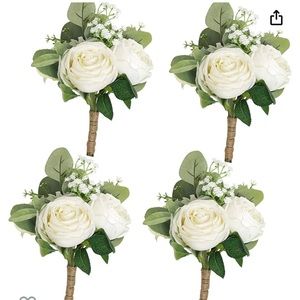 SEMONONIA Bridesmaid Bouquets - Set of 4 Ivory Artificial Flowers Bouquet
